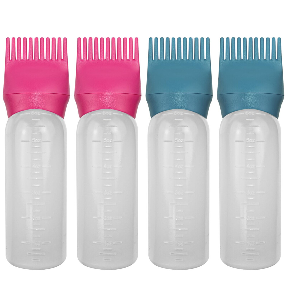 Elane 4 Pack Hair Oiler Comb Bottle Root Comb Applicator Bottle For Hair Oil Scalp Hair Oiling Applicator(Red+Green)