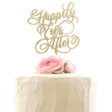 Happily Ever After -kakunpδδllinen - kimaltelevaa hδδkihlausta Morsiussuihku Pottarjuhlakoristeet Kulta