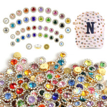 ABEJFIC 200 PCS 20 Mixed Colors Sew on Rhinestones 10mm 12mm Crystal Glass Metal Base Flower Claw Rhinestone for Crafting Bedazzling Rhinestone