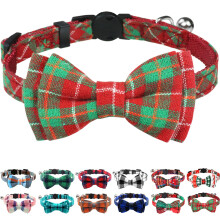 Joytale verbessertes Weihnachts-Katzenhalsband mit Glckchen, abreibare Katzenhalsbnder mit Fliege, 1 Packung, Mdchen und Jungen, Sicherheits-Karo