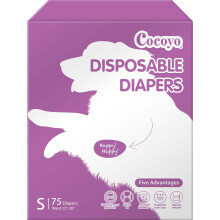 COCOYO Disposable Female Dog Diapers Small Size 75 Count Super Absorbent Breathable Wetness Indicator