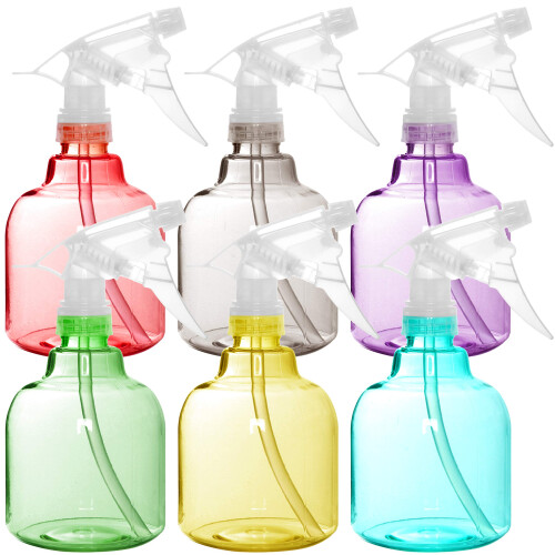 Youngever 6 Pack Empty Plastic Spray Bottles  6 Assorted Colors (16 Ounce)