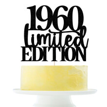 Limited EDITION 1960 cake topper 65 ?rs f?dselsdag tillykke med f?dselsdagen cake topper m?nd og kvinder cheer 65 ?r gammel h?ndlavet sort glitte