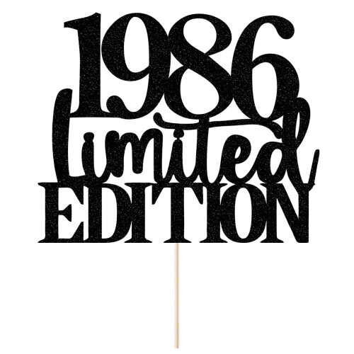 Limited EDITION 1990 Cake Topper 35th Birthday Happy Birthday Cake Topper Men And Women Cheer 35 Years Old Handmade Black Glitter Cake Decoration~p135096812 - View #9