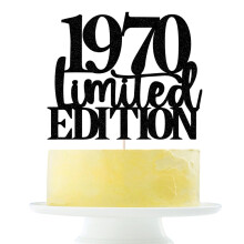 Limited EDITION 1970 cake topper 55 ?rs f?dselsdag tillykke med f?dselsdagen cake topper m?nd og kvinder cheer 55 ?r gammel h?ndlavet sort glitte