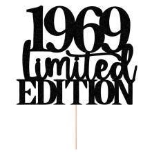 Limited EDITION 1969 cake topper 56 ?rs f?dselsdag tillykke med f?dselsdagen cake topper m?nd og kvinder cheer 56 ?r gammel h?ndlavet sort glitte