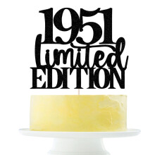 Limited EDITION 1951 cake topper 74 ?rs f?dselsdag tillykke med f?dselsdagen cake topper m?nd og kvinder cheer 74 ?r gammel h?ndlavet sort glitte