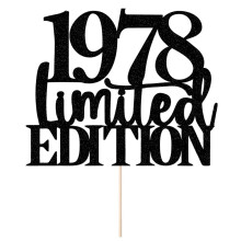 Limited EDITION 1978 taart topper 47e verjaardag gelukkige verjaardag taart topper mannen en vrouwen juichen 47 jaar oude handgemaakte zwarte glitter