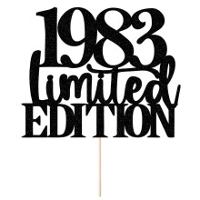 Limited EDITION 1983 cake topper 42 ?rs f?dselsdag tillykke med f?dselsdagen cake topper m?nd og kvinder cheer 42 ?r gammel h?ndlavet sort glitte
