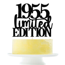 Limited EDITION 1955 taart topper 70e verjaardag gelukkige verjaardag taart topper mannen en vrouwen juichen 70 jaar oude handgemaakte zwarte glitter
