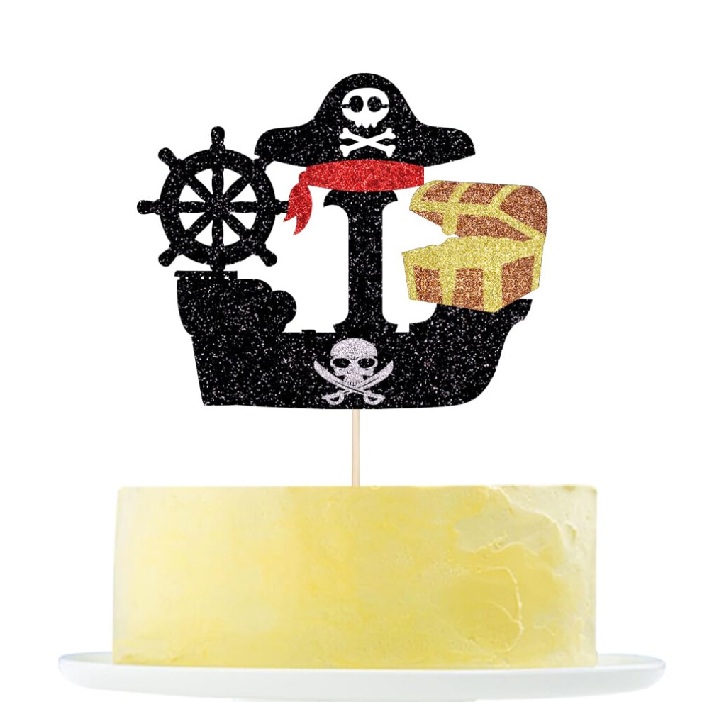 Pirate Joyeux 1Er Anniversaire Gteau Topper Nautique Navigation Pirate Navire 1Er Anniversaire Pirate Thme Pour Enfants Dcorations De Fte D'a-image