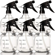 Youngever 6 Pack 16 Ounce Empty Plastic Spray Bottles Spray Bottles for Hair and Cleaning Solutions (Black)