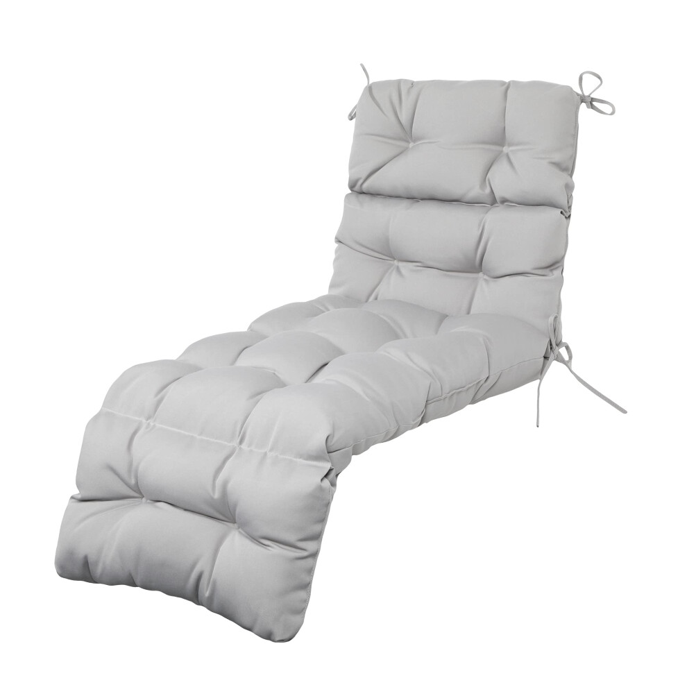 ARTPLAN Outdoor Chasie Lounge Tufted Thick Cushion with Ties Replacement Wicker Chair Cushion for Paito Fruniture 72x22x4inches All Weather Grey