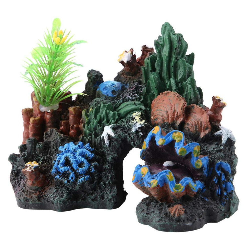 Zerodis Colorful Artificial Sea Coral Reef Ornament Resin Cave Decoration Aquatic Miniatures Landscape for Fish Aquarium Theme Rock Coral Reef Decorat