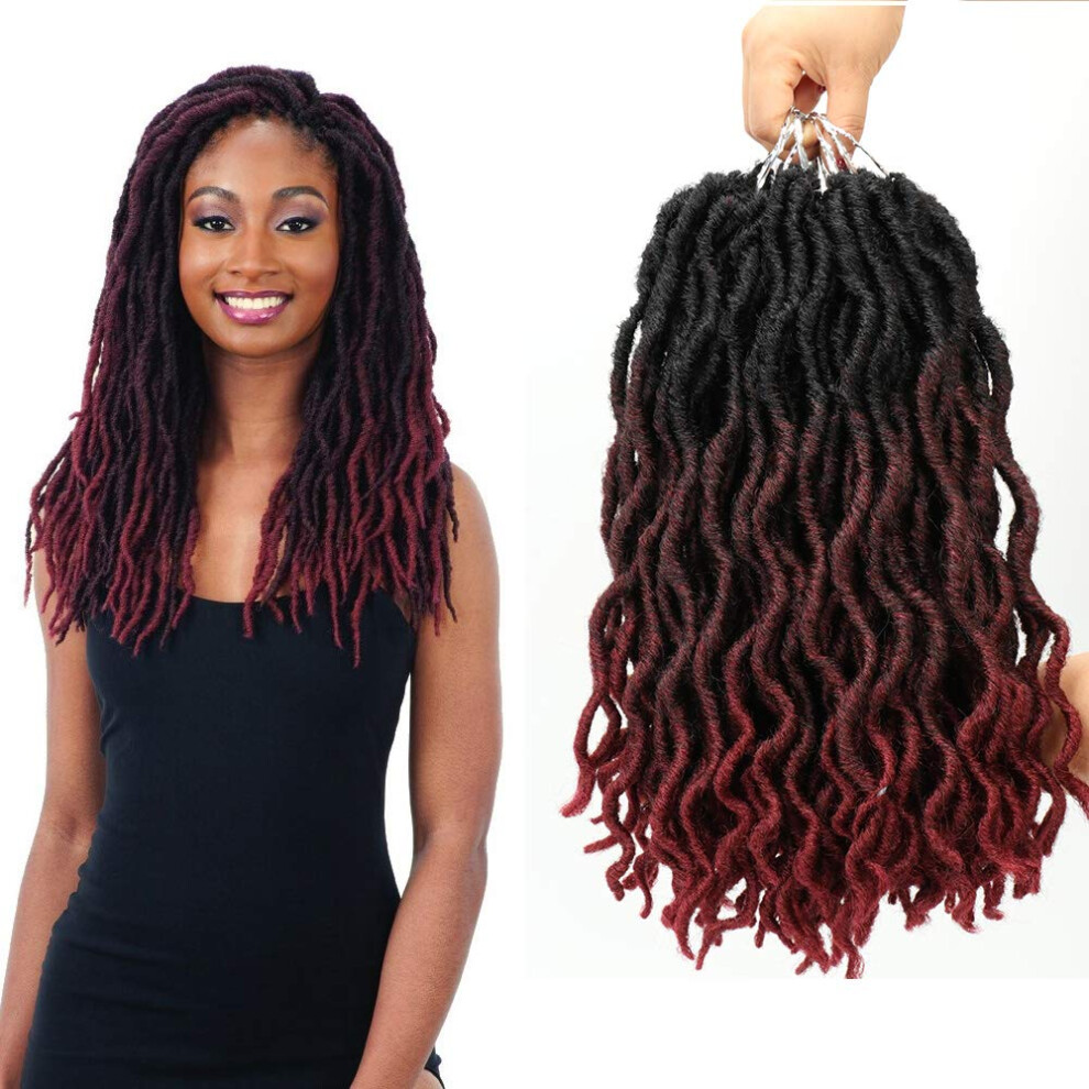 Eliza Unisex Wavy Gypsy Locs Ombre Crochet Hair 8Packs/Lot Goddess Locs Synthetic Fiber Faux Locs African Roots Dreadlocs Synthetic Braiding Hair Extens