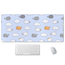 SSOIU Dikke Katten Bureau Mat, Uitgebreide Gaming Muismat (35,5x15,7 in), Grote Antislip Rubber Basis Muismat