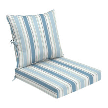 Arden Foam Outdoor Deep Seat Cushion Set 24 x 24 Made with ProFoam Rain-Proof Fade Resistant French Blue Linen Stripe