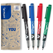 Pilot 2,0 mm V-Sign Pen flytande blckspets - svart/bl/rd/grn (paket med 4)