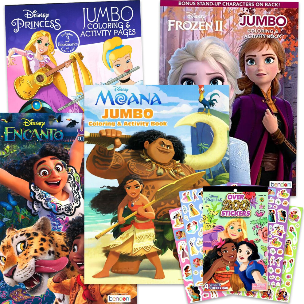 Disney Princess Coloring Book Activity Set for Kids Featuring Disney Princess Encanto Moana and Frozen