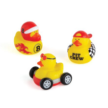Fun Express Race Car Driver Rubber Duckies - Sjovt leget?j og festgaver til b?rn - F?dselsdage, bryllupper og s?rlige begivenheder - Perfekt til