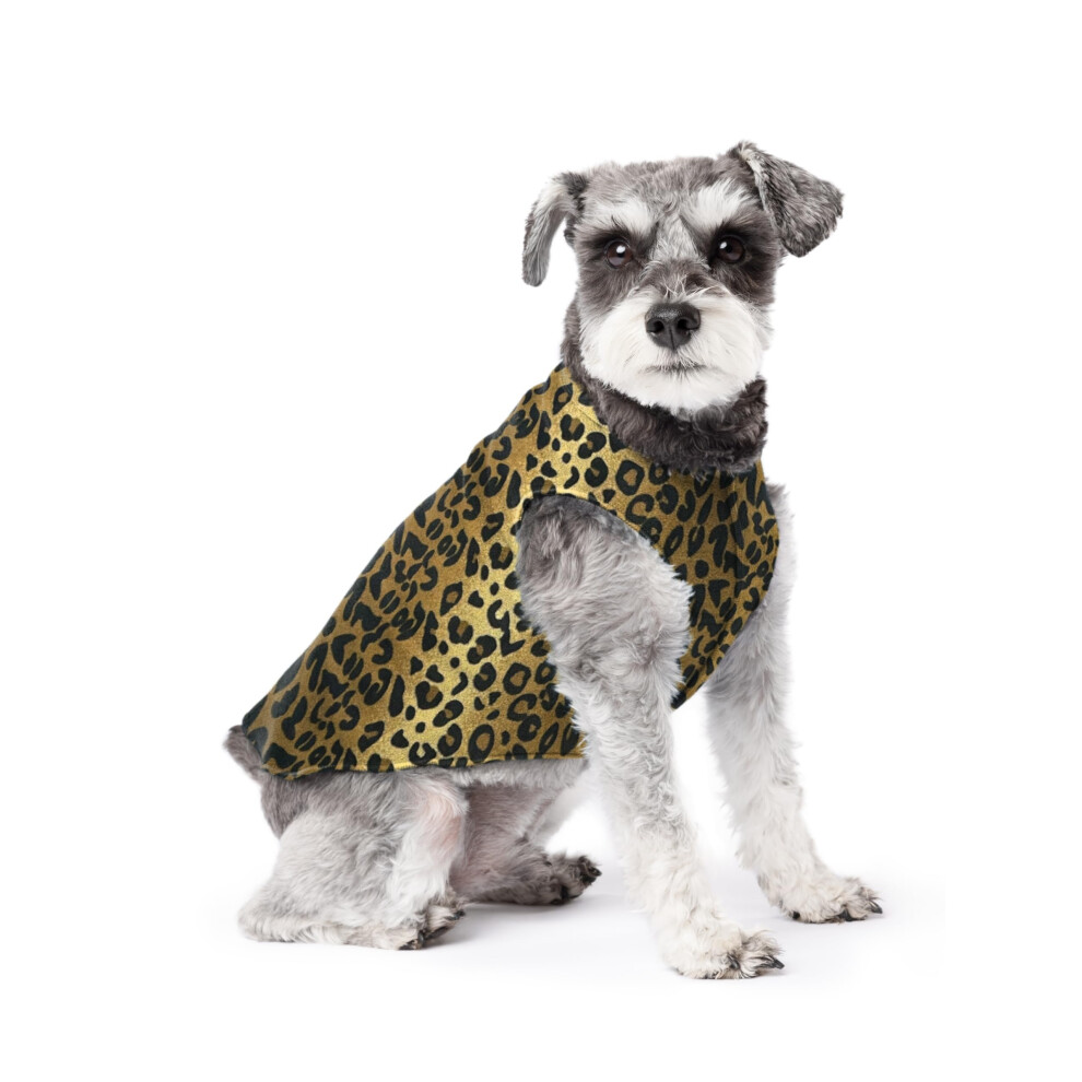 Gold Paw Hundemantel Aus Stretch-Fleece, Dehnbarer Haustierpullover, Maschinenwaschbarer Pullover F R Winter Und Herbst, Leopard 10-image