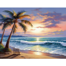 eovv 5D Coconut Tree Beach Sunset Scenic Diamond Art Painting Kit for Adults DIY Full Drill Crystal Rhinestone Arts and Crafts (20x16in)