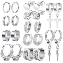 rhngen fr mn Kvinnor Funtopia 11 par rostfritt stl Small Hoop rhngen Cross Dangle rhngen Set Mode Huggie rhngen Piercing Smycken fr f