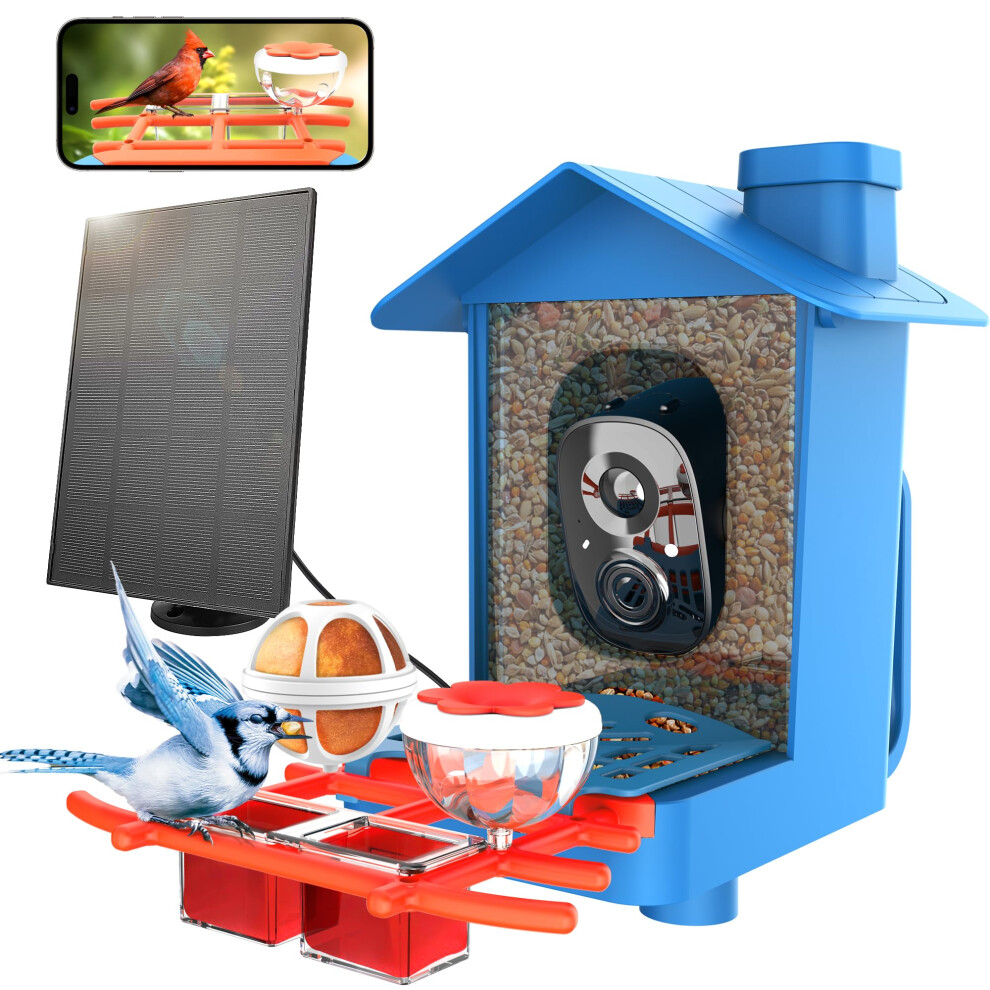 Bird Feeder with Camera - Solar Bird Feeder 2K HD AI Identify 11 000+ Bird's Species Birdfeeders Auto Capture Video for Outdoors Instant Arrival Ale