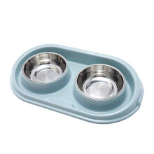 MXCELL Double Dog Cat Food Bowls Stainless Steel Pet Bowls Dog Water Bowls with No-Spill and Non-Skid PP Station Food Water Feeder for Cats and Smal