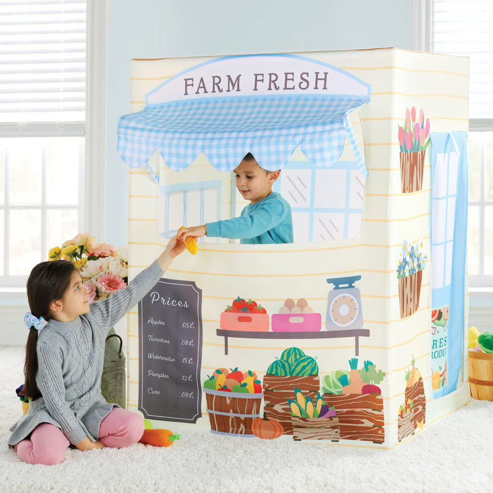 Martha Stewart Kids' Farmer's Market Play Tent - Large Indoor Playhouse for Pretend Play in Classroom or Home-image-OPC-PHFPMHG-NEW