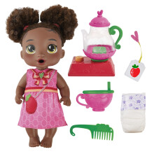 Baby Alive Bubbly Tea Party Berry Bay Boo con accesorios de tetera cabello negro 11 pulgadas juguetes para nias y nios de 3 aos y
