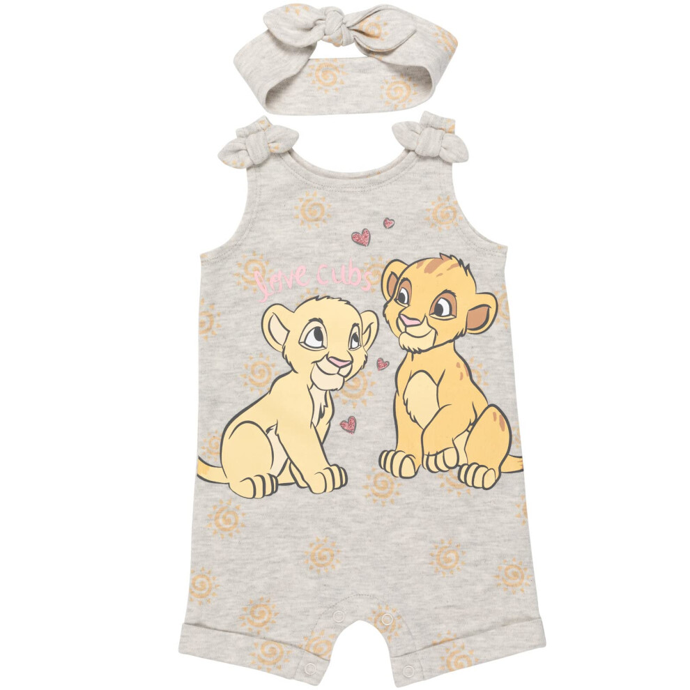 Disney Lion King Simba Toddler Girls Romper and Headband White 2T
