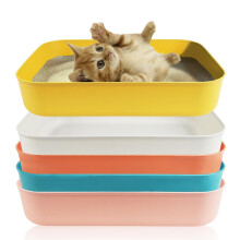 5 STKS Kleine Kattenbak Plastic Kitten Kattenbak 13,9 x 9,8 x 3 Inch Open Kattenbak voor Klein Huisdier Gemakkelijk schoon te maken (5 kleuren)