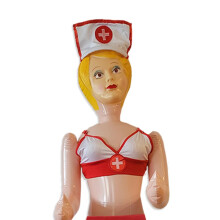 Merrimix - Ginger Inflatable Blow Up Doll with Nurse Costume  Gag Gifts for Men  Bachelor Party Favors and Decoration Accessories  Funny Bachelor