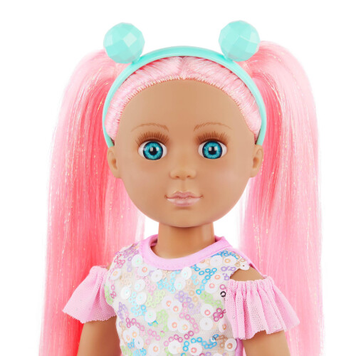 Glitter Girls - Boneca de 14 polegadas e cavalo de brinquedo - Olhos azuis e cabelo rosa - Juba arco-ris e sela removvel - Botas de vaqueira Ca 1