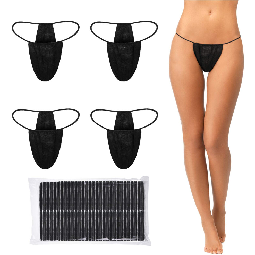 Giugu Black Womens 50 Pieces Disposable Thong Spa T Tanning Wraps Panty Underwear 20