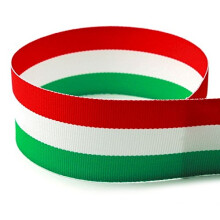 Wyprodukowana w USA wstążka rypsowa 5/8"" w czerwono-biało-zielone paski - 100 jardów