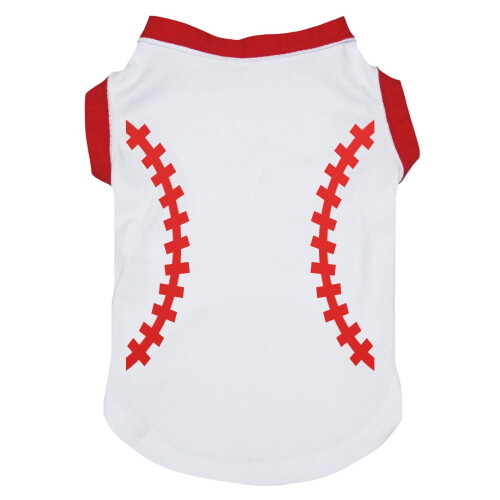 Petitebella hundvalpskjorta med baseballtryck (vit/rd medium)