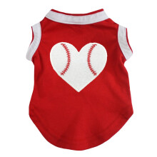 Petitebella Baseball Heart Puppy Dog Shirt (Red Small)