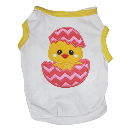 Petitebella Chick Egg Hond T-Shirt (Wit/Geel, Medium)