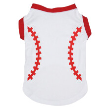 Petitebella Honkbalprint Puppy Dog Shirt (Wit/Rood, Klein)