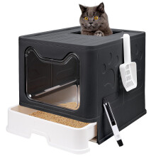 Vouwbare Kattenbak met Deksel, Enclosed Potty, Grote Boveninvoer Anti-Spatten Toilet