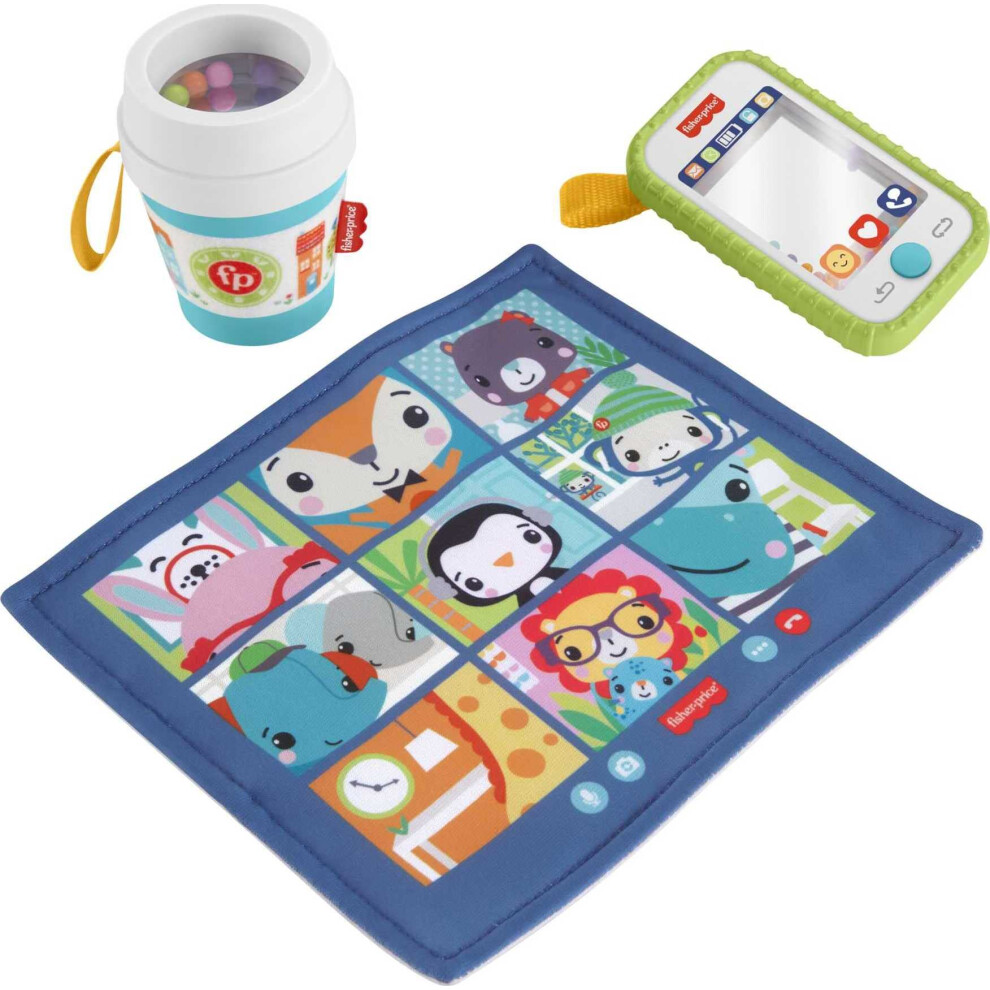 Fisher-Price Work From Home Toy Set  3 take-along baby toys and teether for infants ages 3 months and up