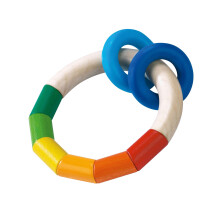HABA Houten regenboogbijtrammelaar voor baby's 0-18 maanden - Kringlering houten grijpspeeltje met plastic ringen - zintuiglijk speelgoed voor ba