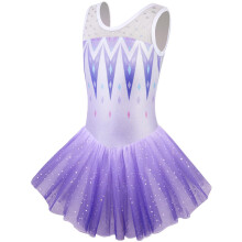 EQSJIU Collant de ginstica com saias para crianas pequenas meninas dana 2t 3t vestido de tule gradiente roxo neve brilhante brilhos 2-3t