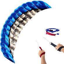 HENGDA KITE 2,5 m Dual Line Stunt Parafoil Drager Bl?d Stunt Drage til Beach Blue med flyvende v?rkt?j