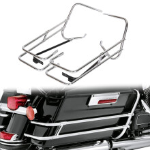 Staffa ferroviaria ecotrica di guardia della borsa da sella con sale da sella compatibile con 97-08 Harley Touring Road King Street Glide Flht Flhtcu