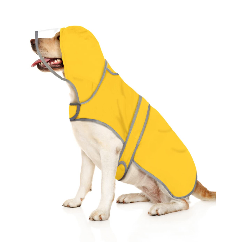 Hde Hunderegenmantel Mit Transparenter Kapuze, Regenjacke, Poncho F R Kleine, Mittelgro E Und Gro E Hunde, Gelb - 3XL-image