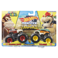 Hot Wheels Monster Trucks Pack 2 Nintendo Toy Cars 1:64 Scala regalo per bambini 3+ anni (Mattel HDH82)