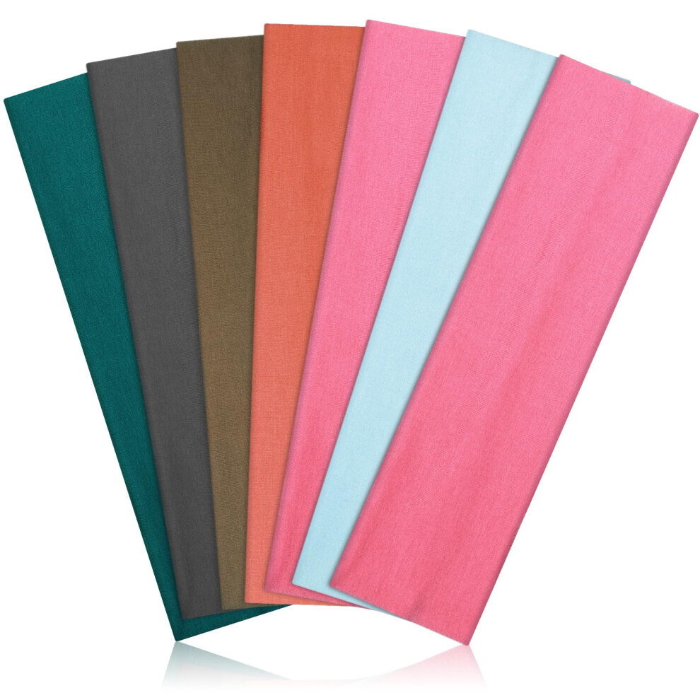 Bandeau Pour Femmes Non Glissement - 7Pcs Fashion Sports Sports Bands Pour Les Cheveux De Coton Doux En Coton Doux En Tissu Extensible Pour Femme-image